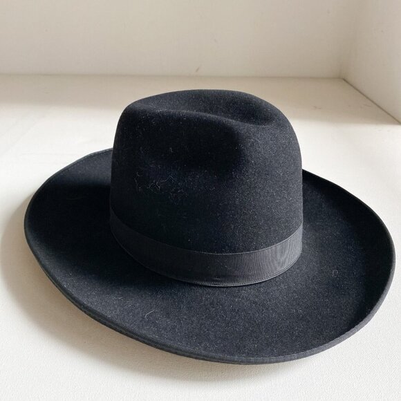 Vintage Borsalino Black Wool Mens's Fedora Hat Davide I 53cm - Picture 4 of 9